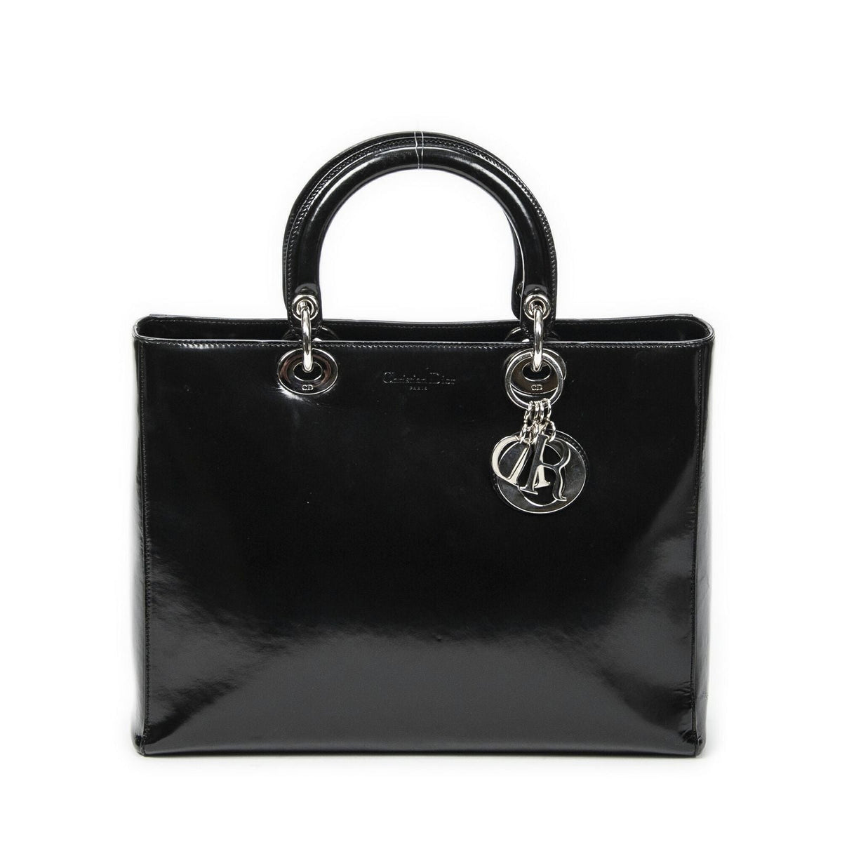 Dior Lady Dior Zip Black Smooth Leather Handbag