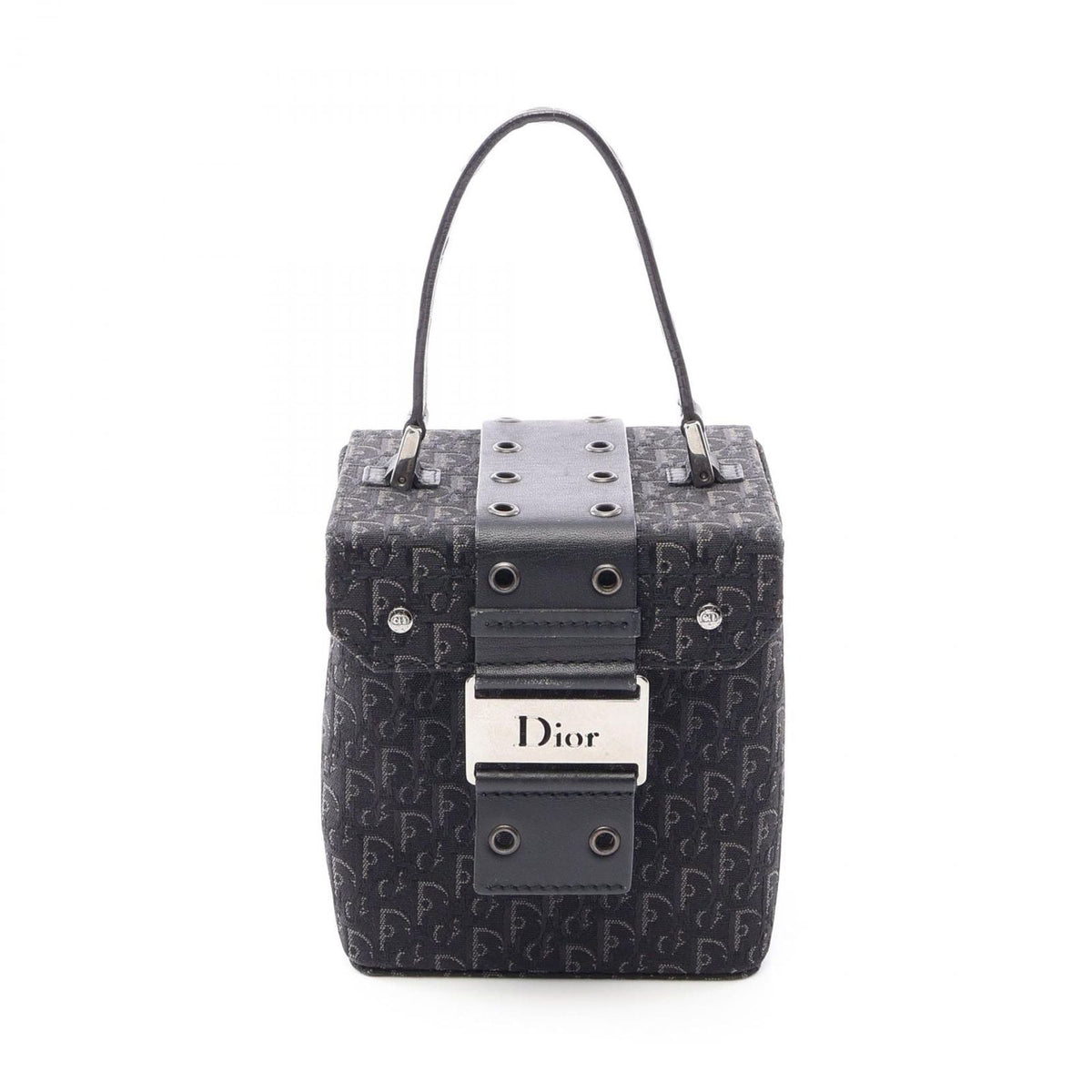Dior Handbag Street Chic Trotter Black Canvas Leather Vanity