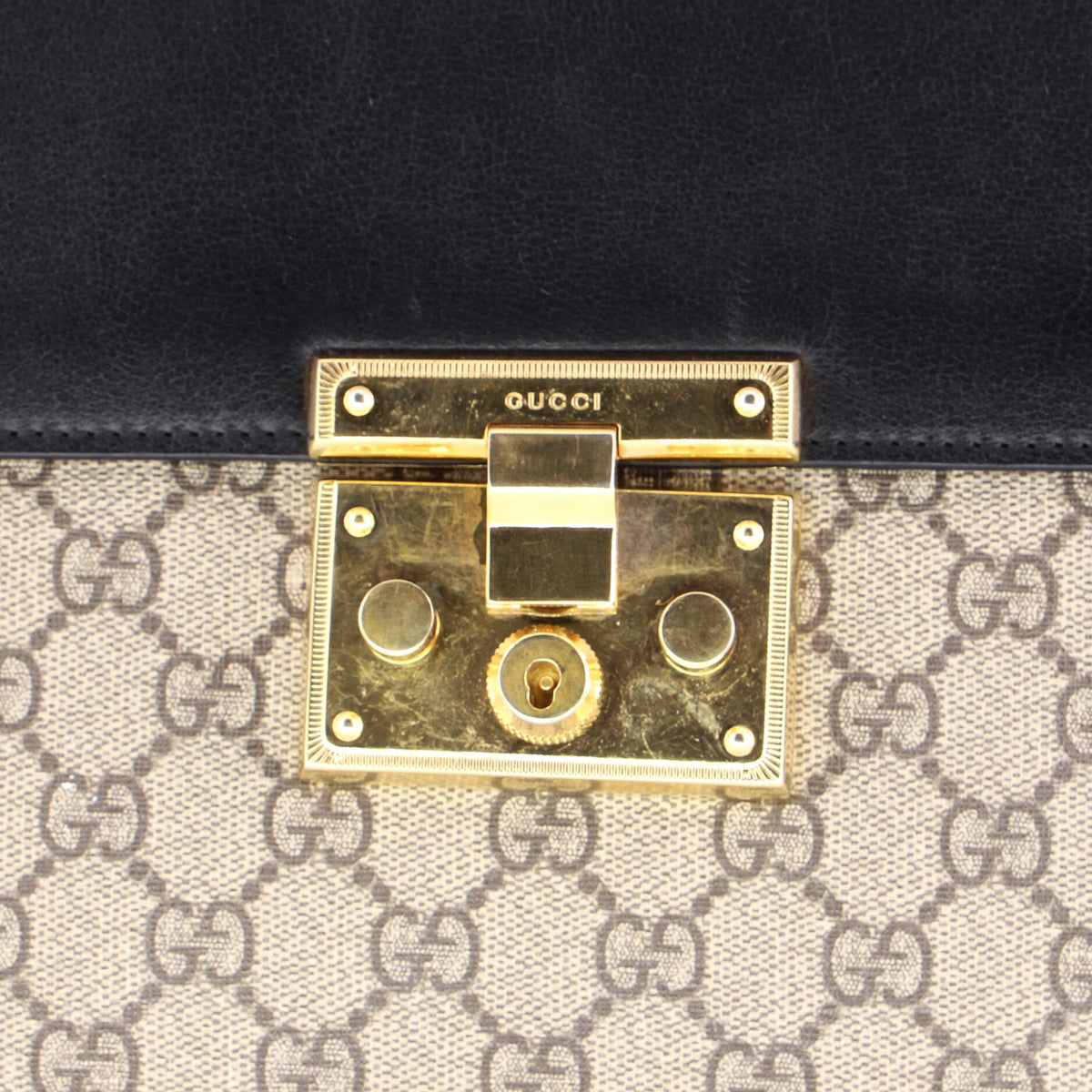 Padlock Top Handle Bag GG Coated Canvas and Leather Medium