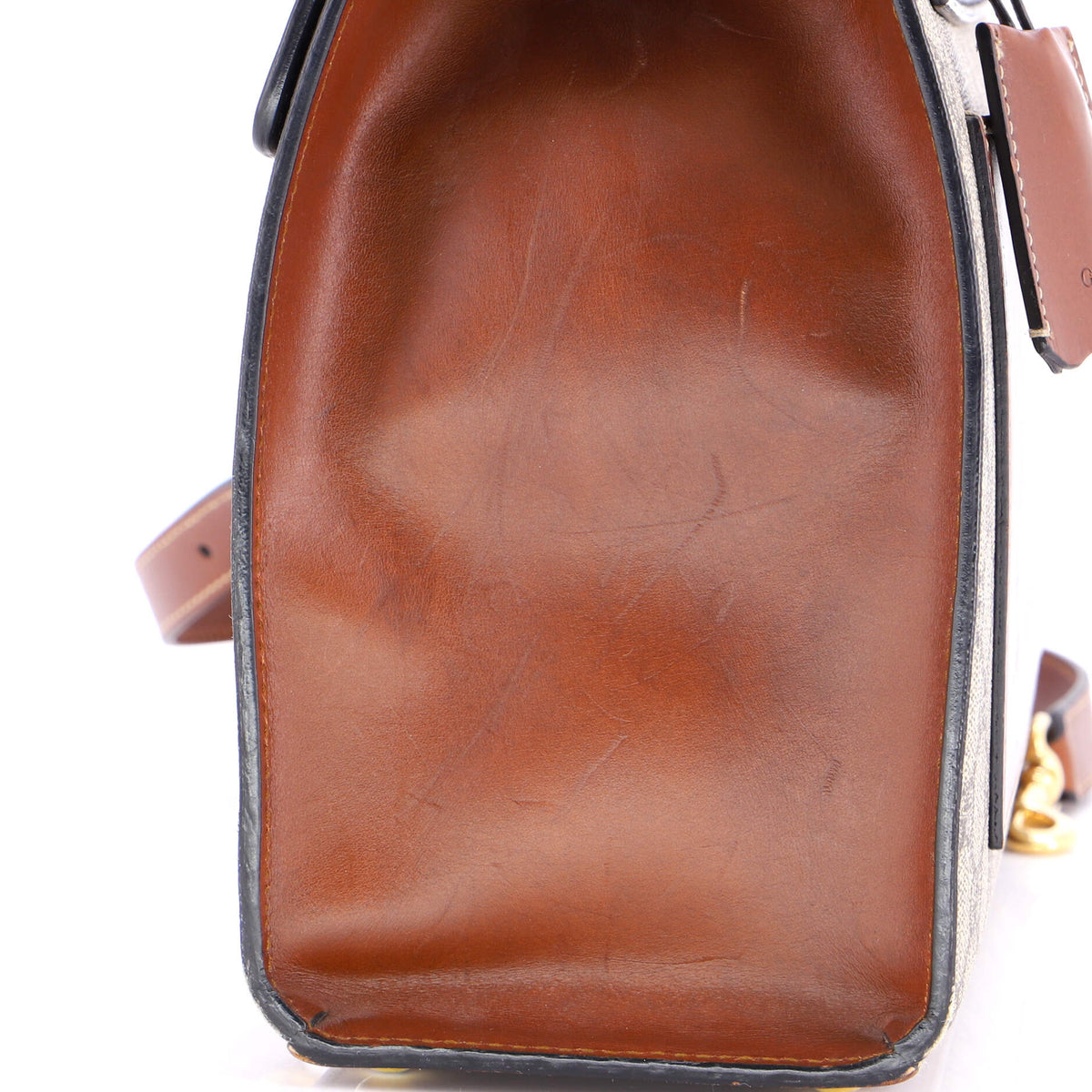 Padlock Top Handle Bag GG Coated Canvas and Leather Medium